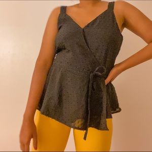 LOFT Black wrap around Blouse